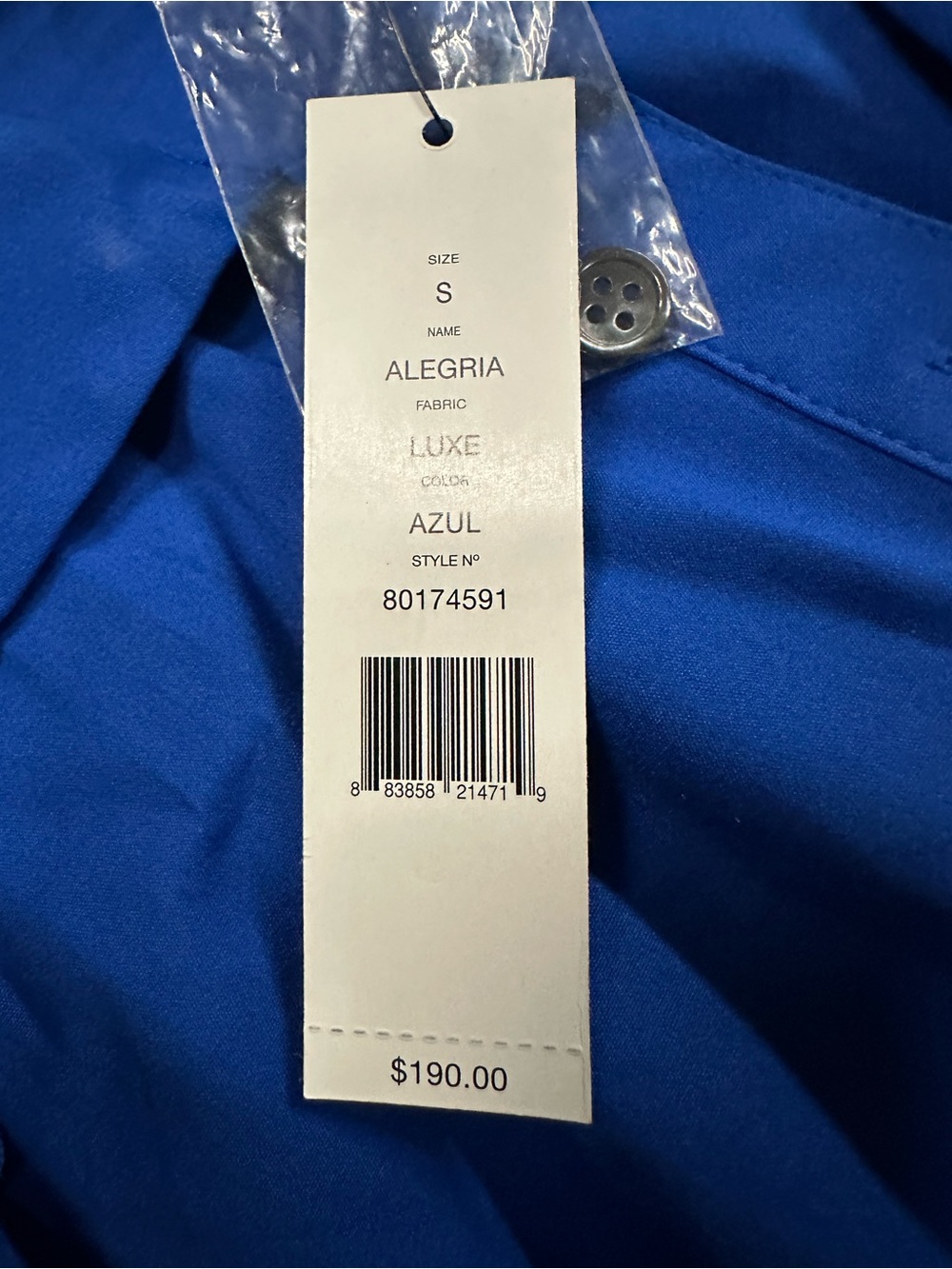 Theory Alegria Blouse Small NWT Azul Blue Cap Sleeve 3-Button Collared Top - Picture 4 of 7